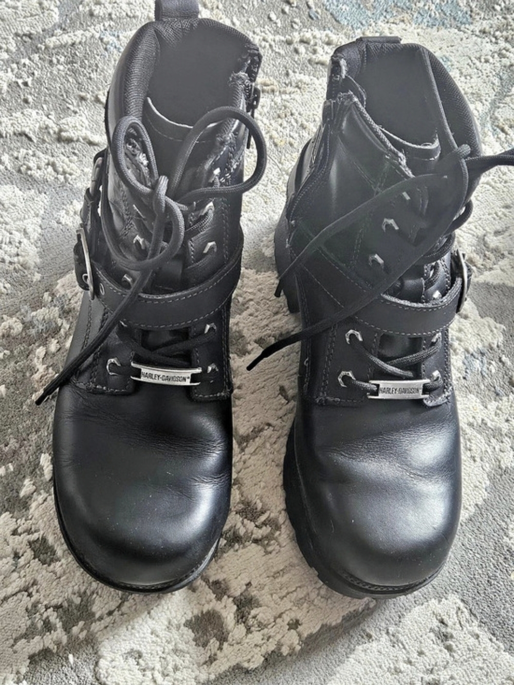 Harley-Davidson Albara Black Leather Moto Boots US 8M
